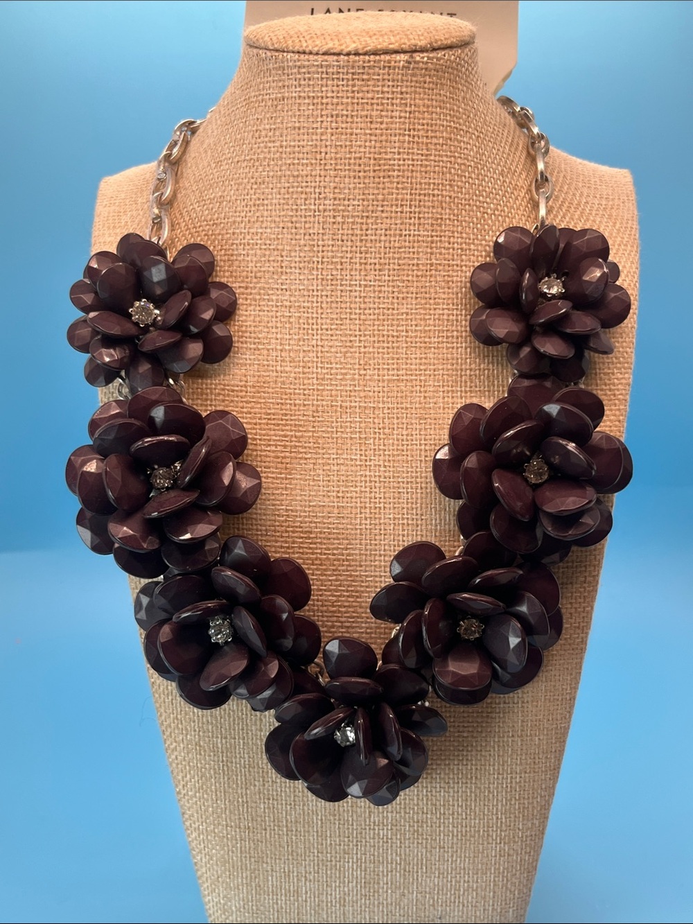Lane Bryant Dark Plum Floral Cluster Necklace